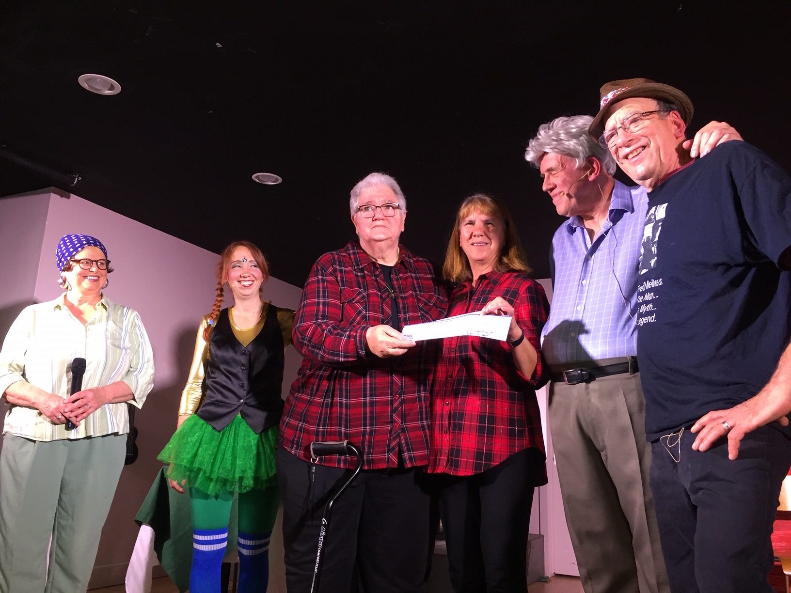Fran Pinkerton, Chantal Elie-Sernoskie, Anne Meilleur, Irene Daly, Conrad Boyce and Ish Theilheimer as Irene Daly presents Anne with ,000 cheque for Residence Meilleur