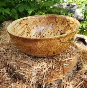 Spalted Maple bowl. Approx. 12 inches x 5 inches.