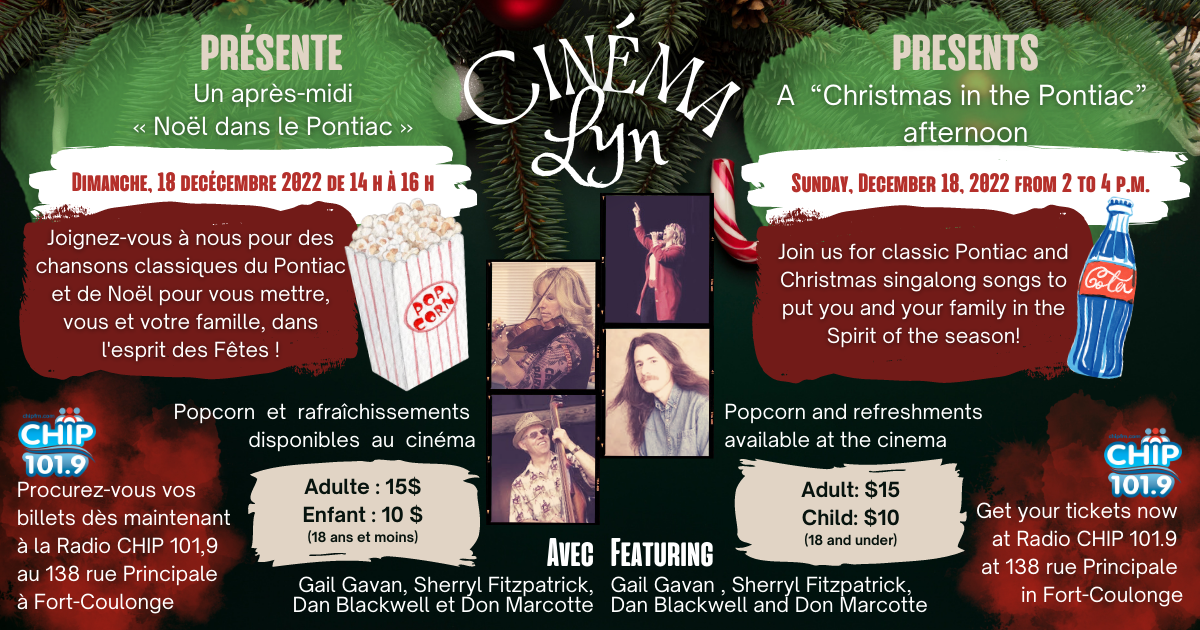 Spectacle de musique de Noël au Cinéma Lyn le 18 décembre