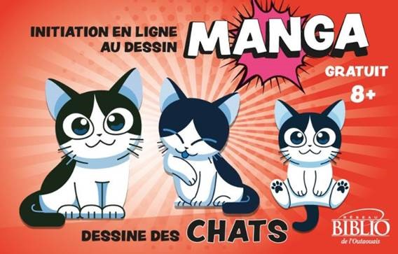 Réseau BIBLIO Outaouais – Initiation en ligne au dessin manga – Dessine des chats