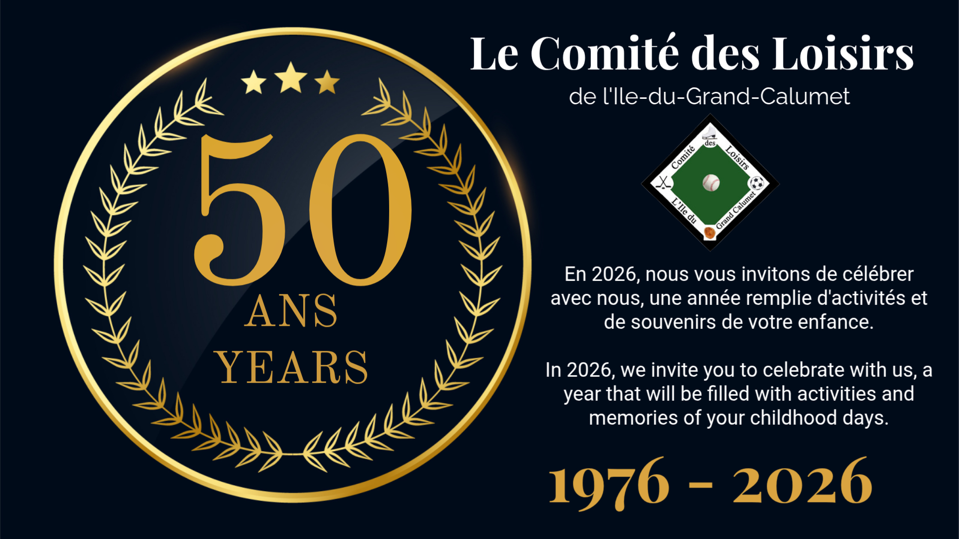 Le Centre des Loisirs de l'Île-du-Grand-Calumet fête ses 50 ans Illuminons la nuit- Le Centre des Loisirs de l’Ile-du-Grand-Calumet is turning 50 Light the night