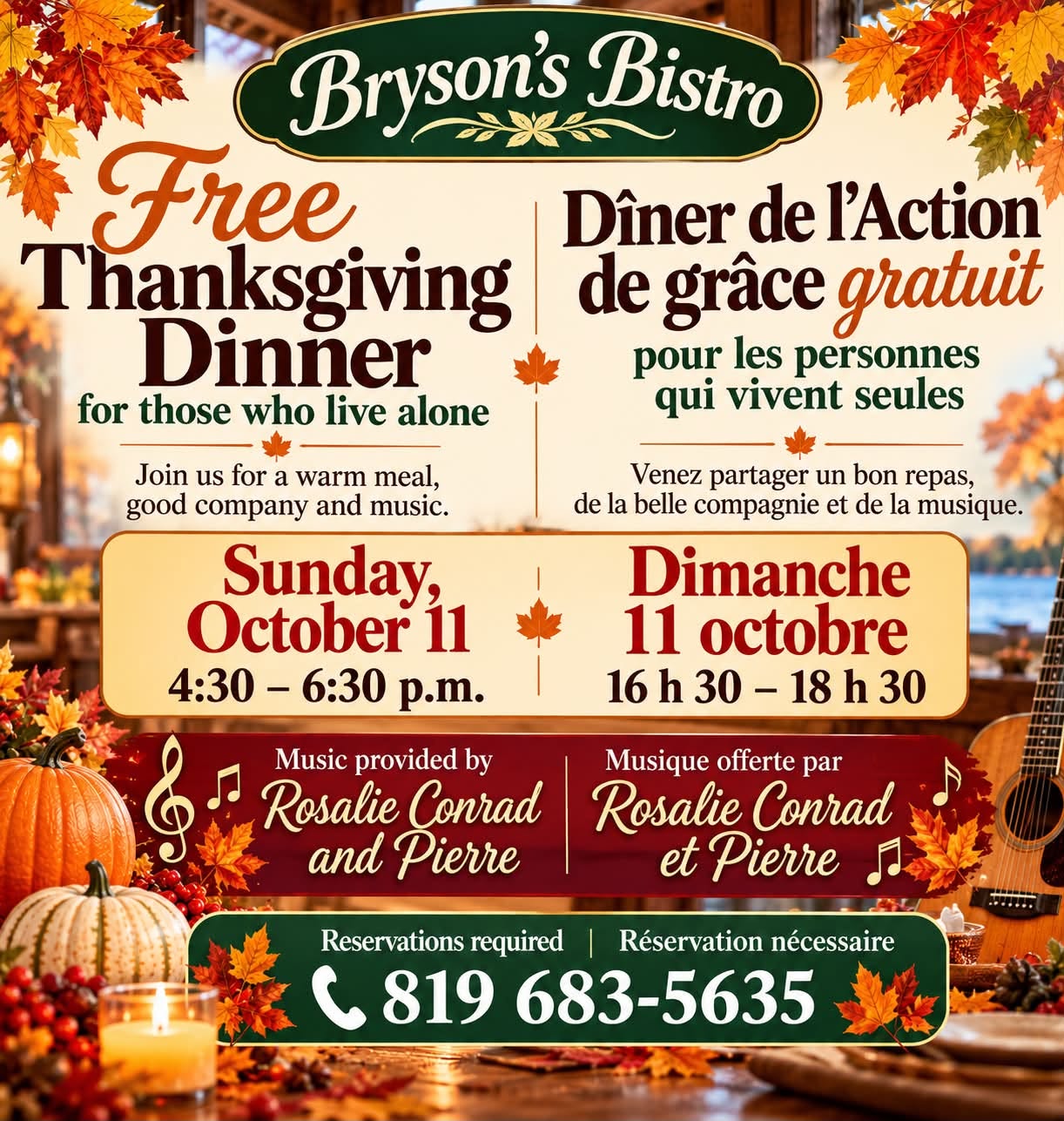 Free Thanksgiving Dinner at Bryson’s Bistro